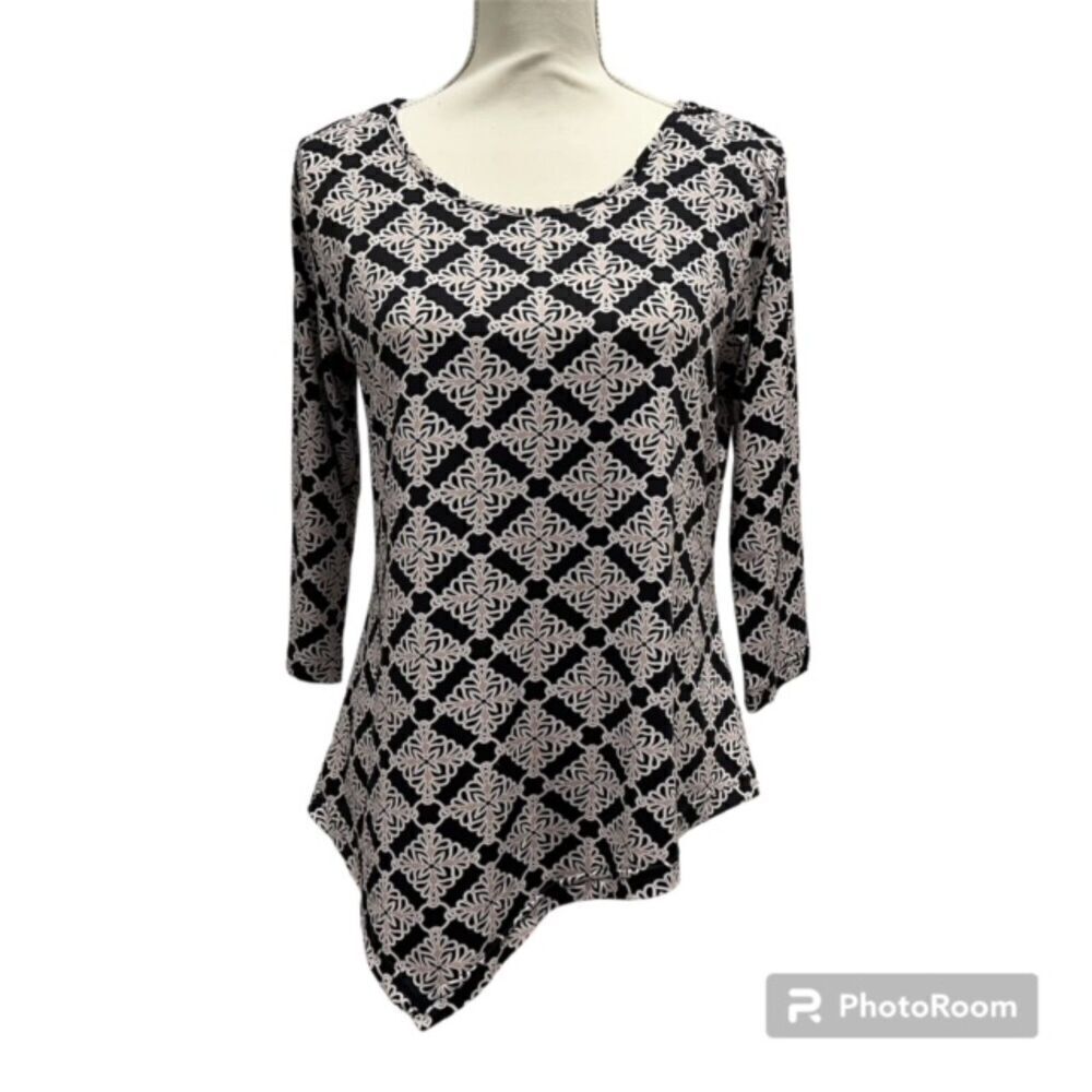 Lulu B Women's Tunic Top Black‎ and White Size Small